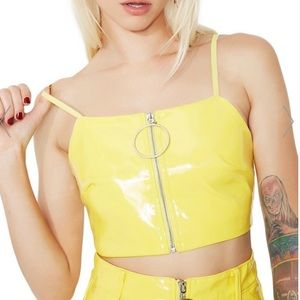 Dolls kill yellow asiam crop top